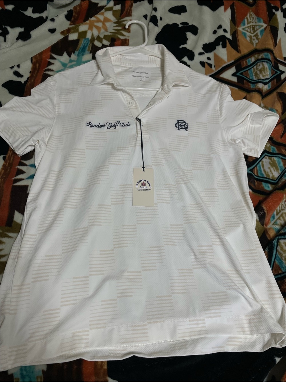 Abercrombie & Fitch White Polo with Navy Embroidery